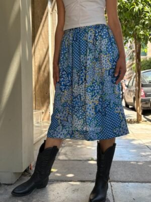Alternative view of vintage silk floral midi skirt