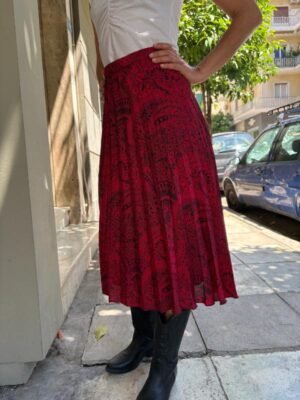Alternative view of vintage red paisely midi pleated skirt