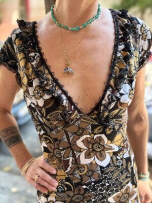y2k floral asymmetric dress with deep V neck - Image 7