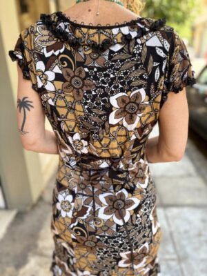 y2k floral asymmetric dress with deep V neck - Image 5