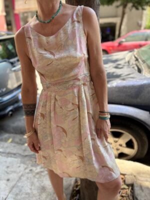 y2k silk pastel floral dress ties at the back - Image 4
