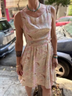 y2k silk pastel floral dress ties at the back - Image 7