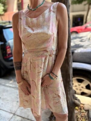 y2k silk pastel floral dress ties at the back
