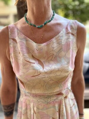y2k silk pastel floral dress ties at the back - Image 6