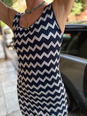 Alternative view of y2k white & blue metallic stretch mini dress