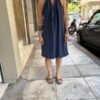 y2k silk graphite tunic dress ties around the neck