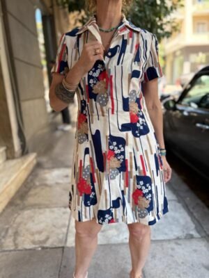 60's vintage patterned mini dress