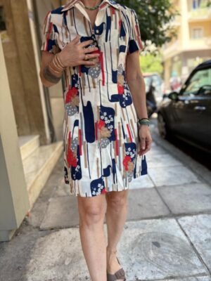 60's vintage patterned mini dress - Image 4
