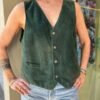 vintage suede forest green vest