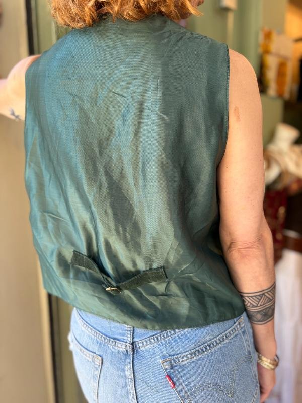vintage suede forest green vest - Image 3