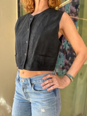 vintage suede black vest