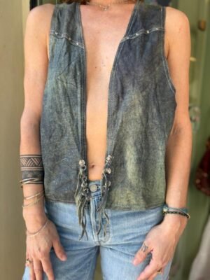y2k statement denim-like vest