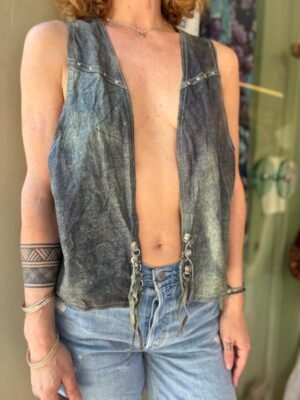 Alternative view of y2k statement denim-like vest