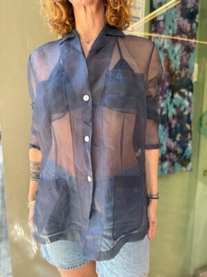 vintage dark blue sheer shirt