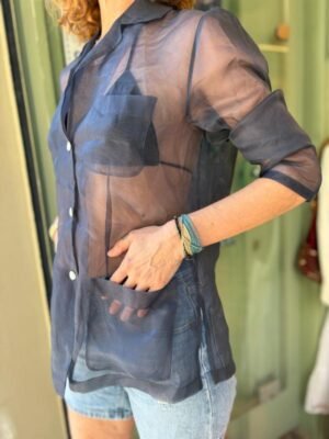 Alternative view of vintage dark blue sheer shirt