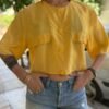 vintage yellow silk crop shirt