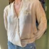 vintage silk sheer floral embroidered shirt/top