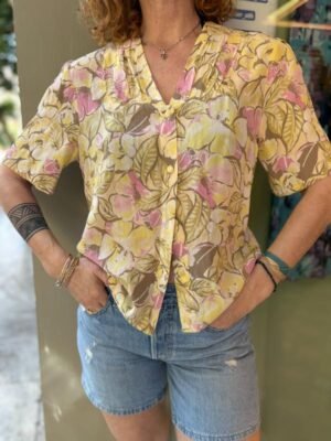 Alternative view of vintage viscose floral semi sheer shirt
