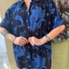 vintage black & blue paisley viscose shirt
