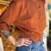 vintage rusty brown cotton shirt with waist pleats