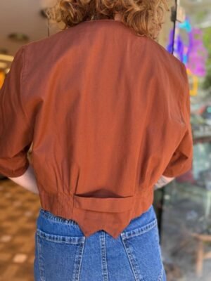 Alternative view of vintage rusty brown cotton shirt with waist pleats