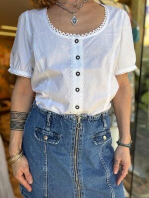 vintage tyrolean white cotton top