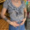 Y2K Pepe Jeans checked shirt with frills