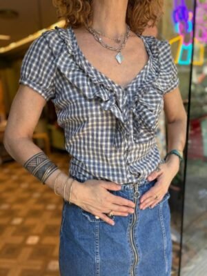 Y2K Pepe Jeans checked shirt with frills