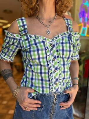 vintage tyrolean cotton checked top