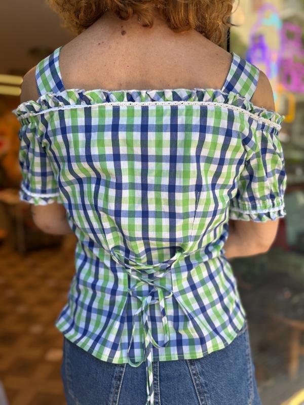 vintage tyrolean cotton checked top - Image 3
