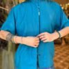 vintage silk ciel shirt with high neck