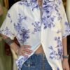 vintage viscose white floral shirt