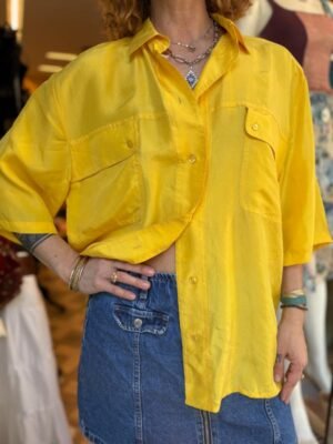 vintage silk yellow shirt