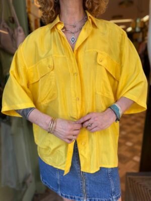 Alternative view of vintage silk yellow shirt