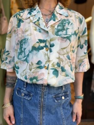 Alternative view of vintage pastel floral shirt