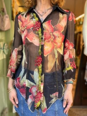 vintage silk sheer floral shirt