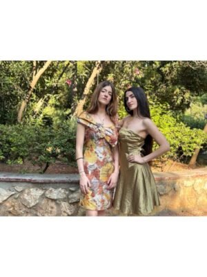 vintage silk off shoulder floral  dress with drapped neckline - Image 7