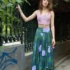 vintage floral/leafy asymmetric maxi skirt