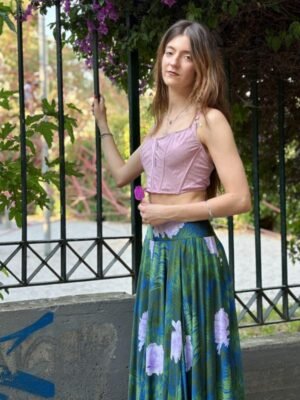 vintage floral/leafy asymmetric maxi skirt - Image 3