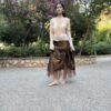 y2k dramatic bronze skirt with tulle hem and side bow detail