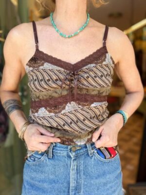 y2k mesh top earthy colors
