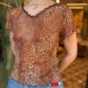 ysk animal print mesh top