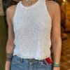 y2k Abercrombie & Fitch white sequin top