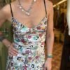 y2k satin floral asymmetric top