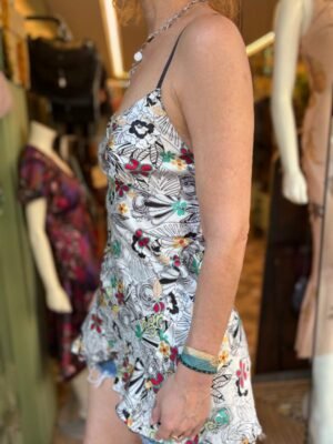 Alternative view of y2k deadstock satin floral asymmetric top