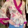 y2k silk kimono sheer top