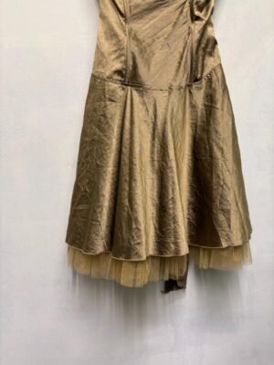 vintage gold strapless dress with petticoat and tie back detail - Image 3