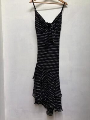 y2k black & white polka dot asymmetric meraid dress - Image 5