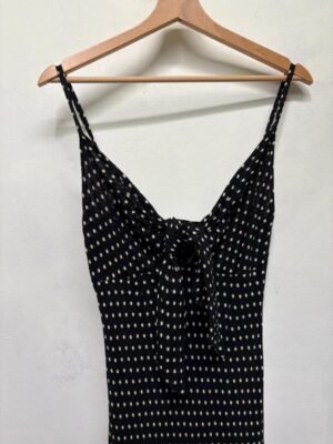 y2k black & white polka dot asymmetric meraid dress - Image 3