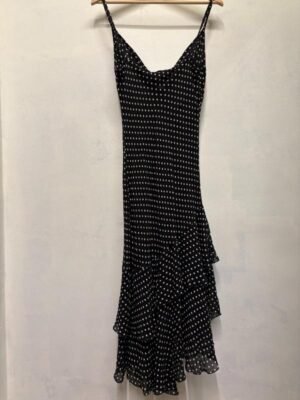 y2k black & white polka dot asymmetric meraid dress - Image 2